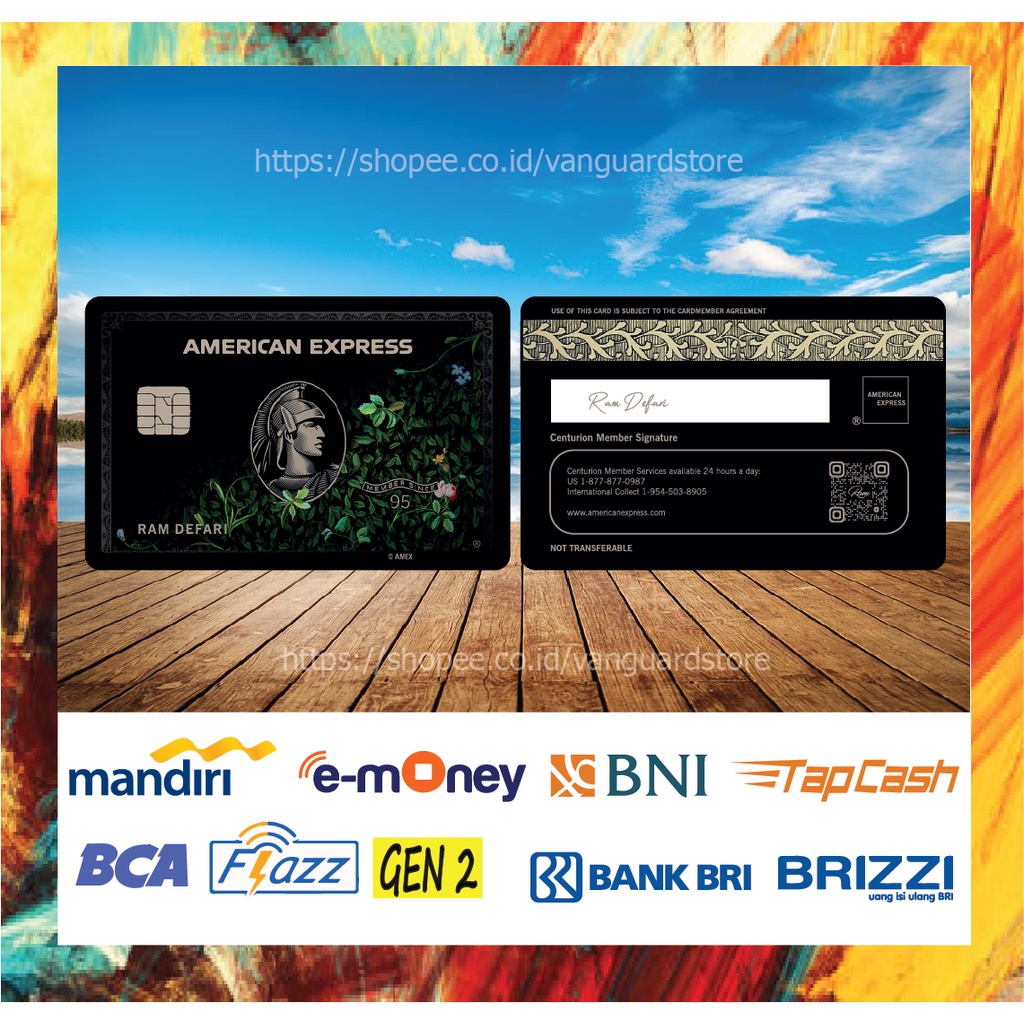 KARTU E MONEY E TOLL KARTU AMERICAN EXPRESS BLACK 5 DEBIT CREDIT EMONEY MANDIRI FLAZZ BCA BNI TAPCASH BRIZZI BRI - 2 SISI