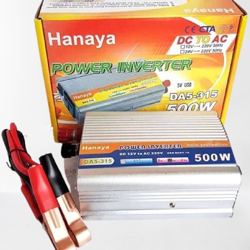 PERUBAH ARUS DC KE AC HANAYA Power Inverter 500 Watt 12 Volt / Inverter 500 W DC 12V to AC 220V mengubah arus DC pada aki ke arus AC 220V (alat elektronik yang biasa digunakan dirumah)