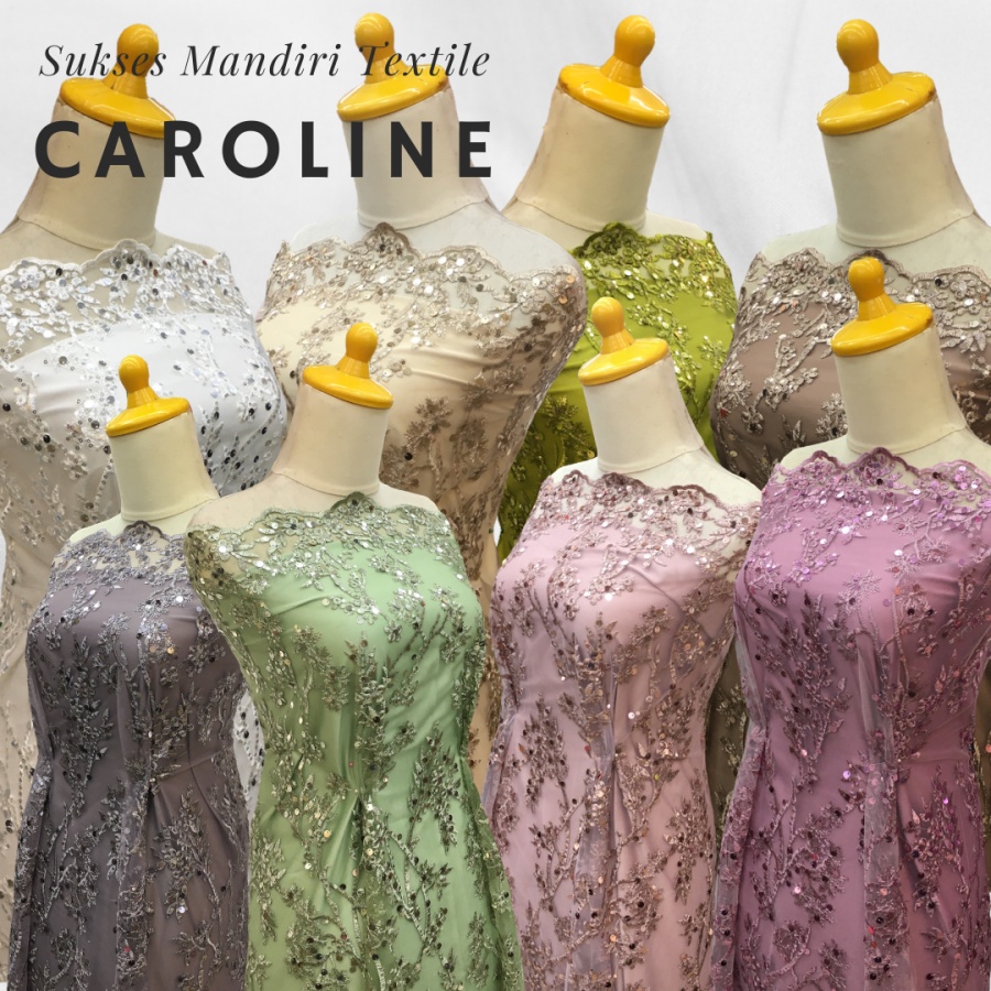 [CAROLINE] Brukat Tile Payet Sequin Warna Gold Milo Dusty Pink Purple Lime | Harga ½ meter = 50 cm (