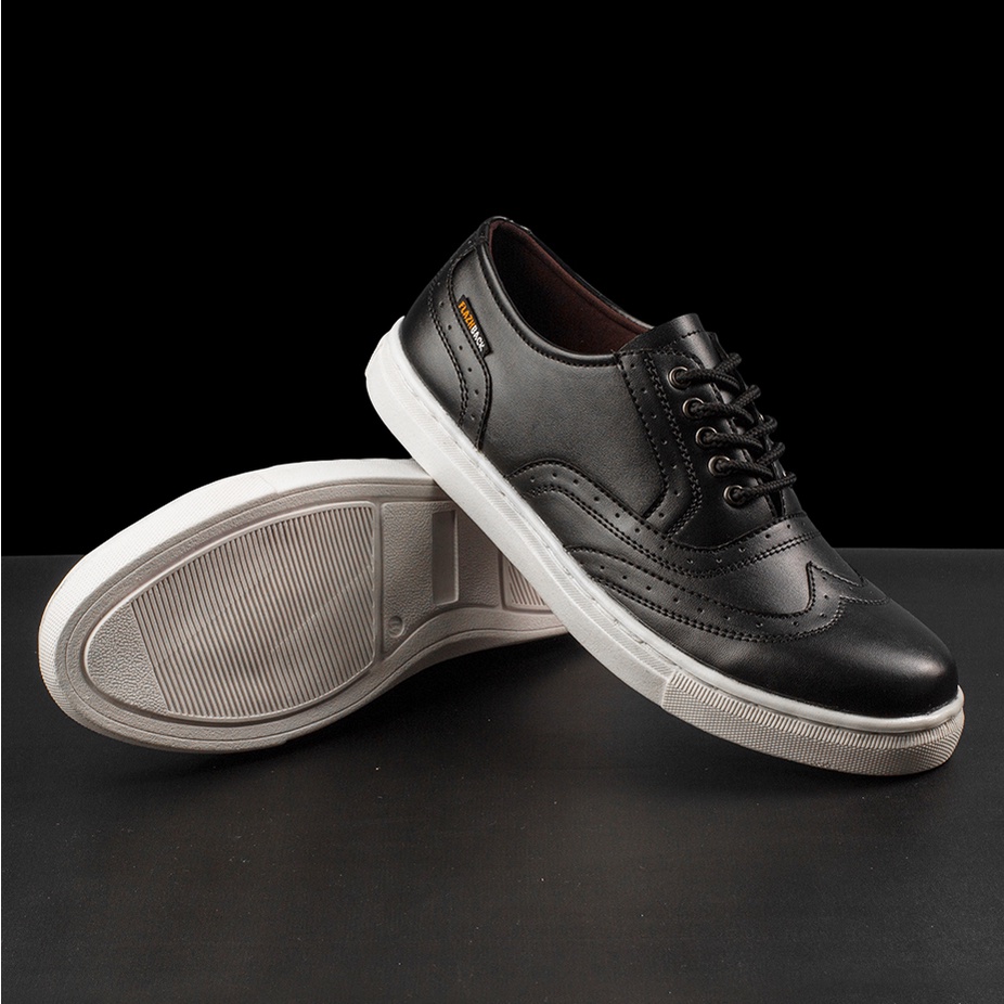 BERRY BLACK |ManNeedMe x FLAZHBACK| Sepatu Sneakers Pria Casual Shoes DIJAHIT ORIGINAL