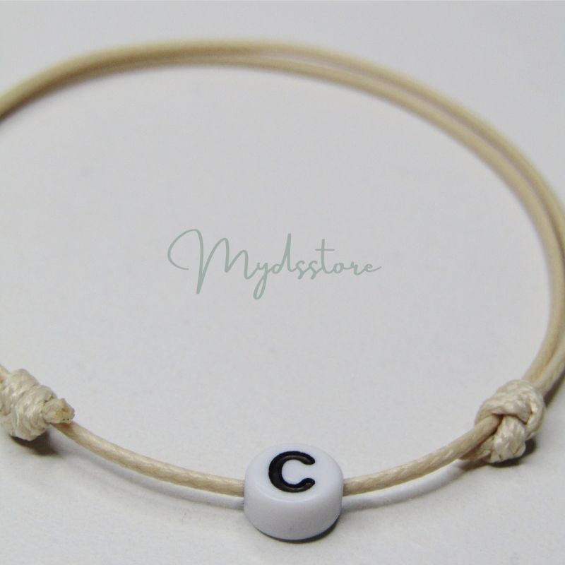 GELANG INISIAL WARNA PUTIH/ GELANG COUPLE INISIAL/ BRACELET AESTHETIC