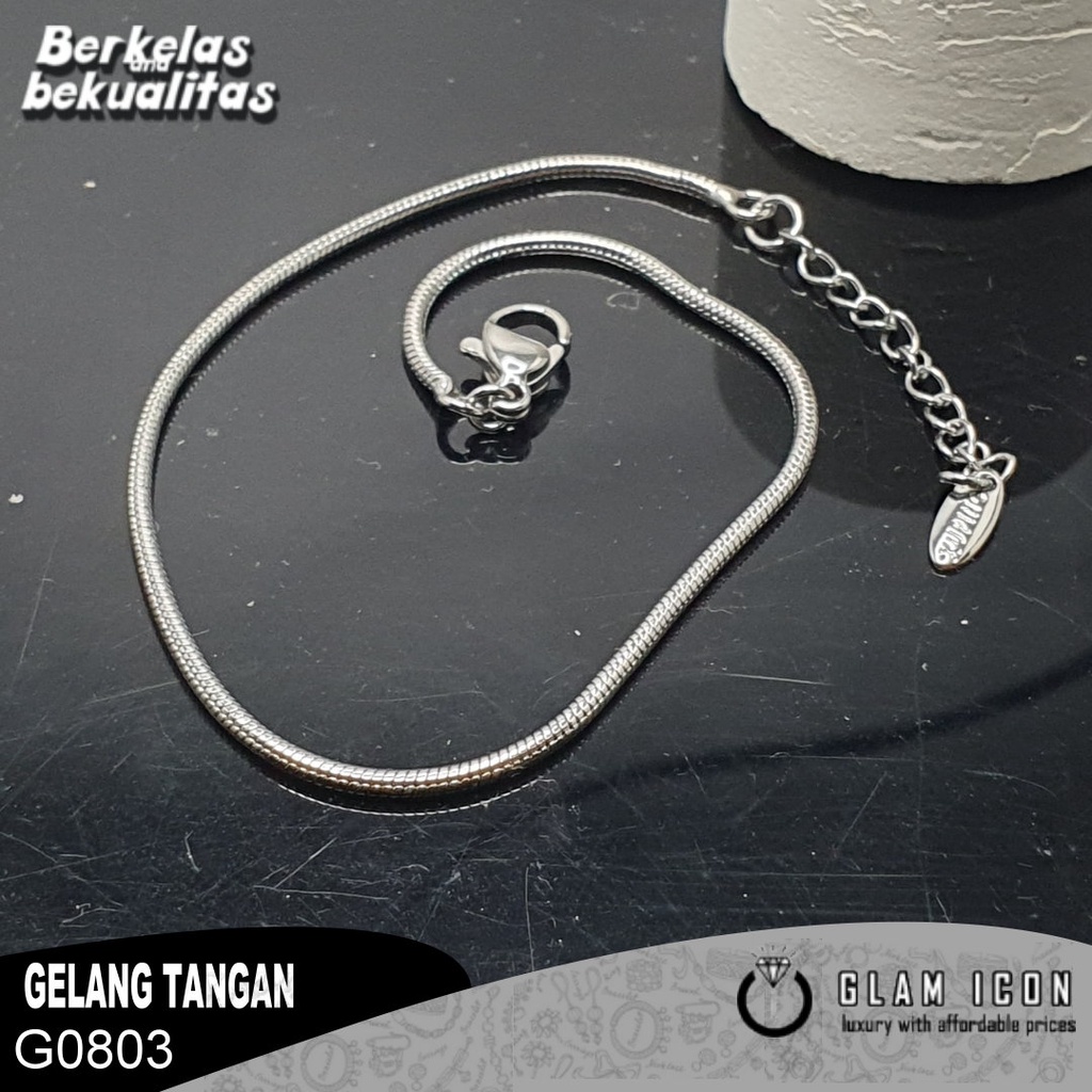 Gelang Rantai Tangan Belut  Polos 1mm G0803 GRS