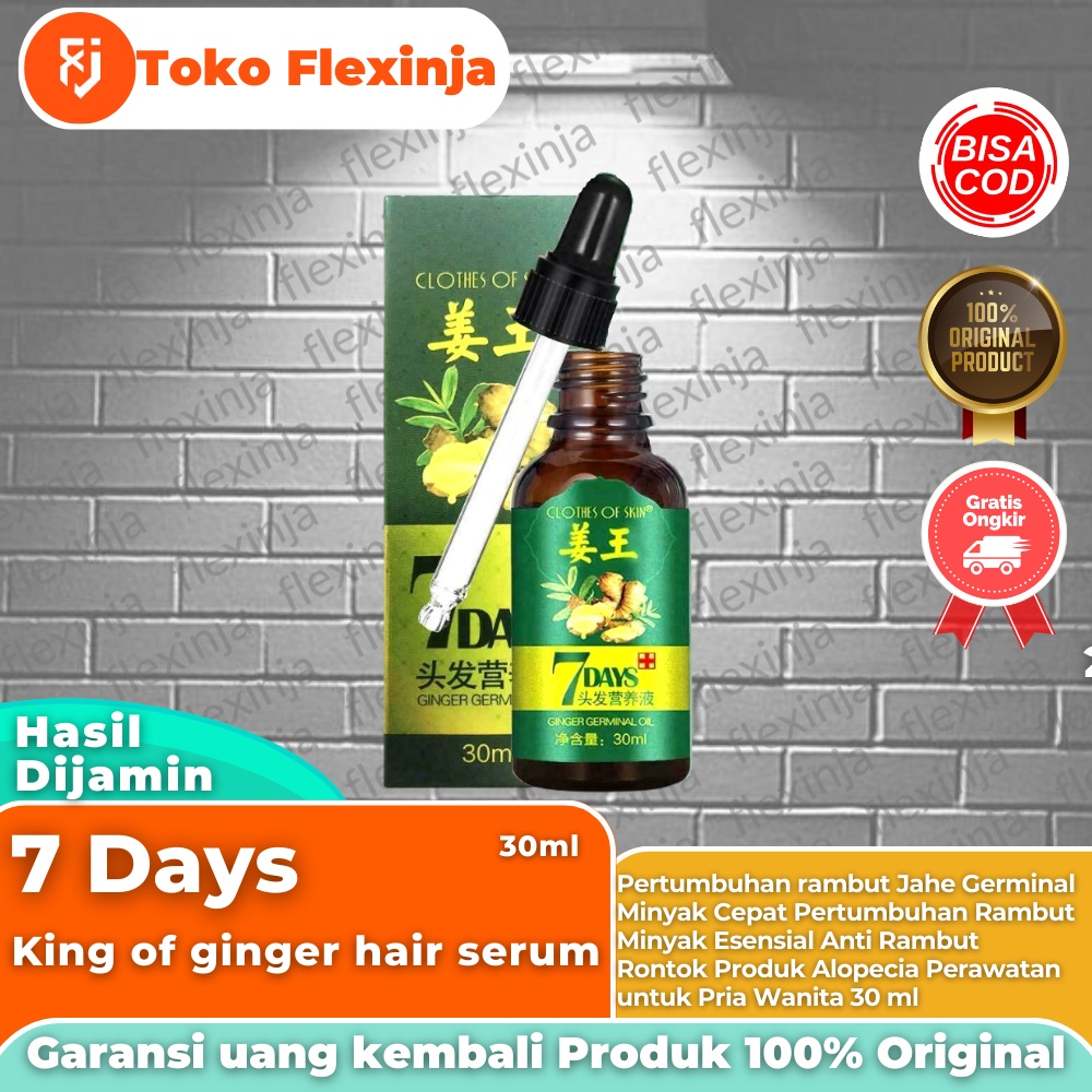 Serum Rambut 𝗞𝗶𝗻𝗴 𝗢𝗳 𝗚𝗶𝗻𝗴𝗲𝗿 𝟳𝗱𝗮𝘆𝘀 Grow Hair Serum 30ml Original