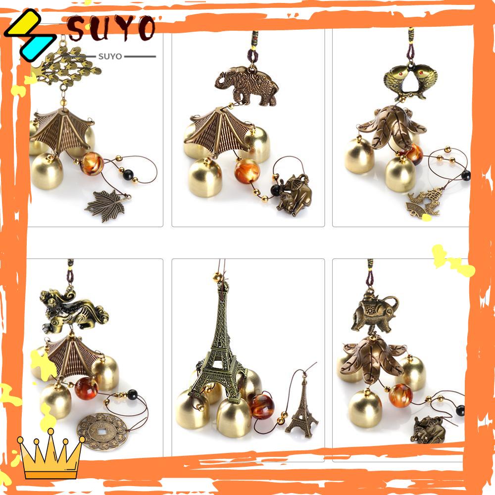 Suyo Retro Metal Wind Chime Gaya China Balkon Jendela Merak Kylin Tower Keberuntungan Charms