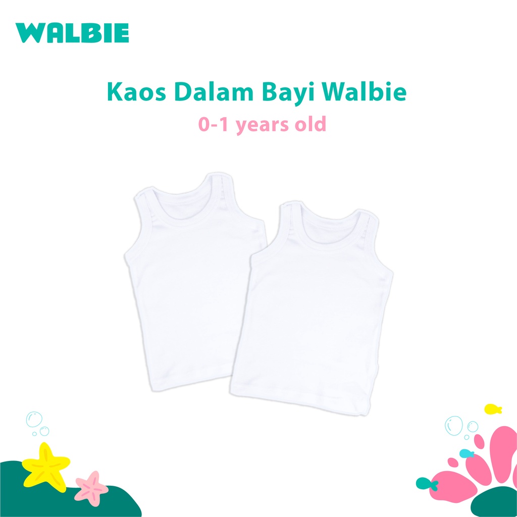 Walbie Singlet Kaos Dalam Anak Bayi KT012 ( BISA TUKAR SIZE) Pakaian Baju Dalam Anak Kaos Singlet Kutang Bayi Putih polos Unisex Premium SNI 0 Bulan - 1 Tahun