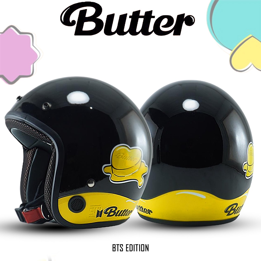 Helm Bogo Motif BTS Butter / Helm Bogo Retro Dewasa Wanita SNI / Helm Aesthetic COD