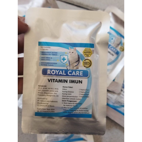 Royal Care Vitamin Imun Kucing isi 5 Caps Agar Tidak Mudah Sakit (antivirus, anti stres)