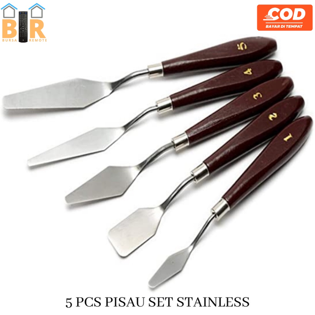 

bib Pallete Knife Spatula Lukis 5IN1 Pisau Palet Butter Cake Cream Painting 5PCS