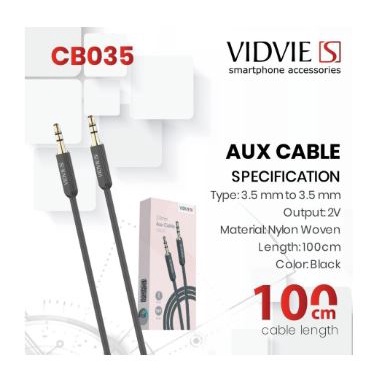 Cable audio jack 3.5mm vidvie s 1 meter male gold 1-1 stereo cb035 - Kabel aux 3.5 m-m 1m 100cm cb-035