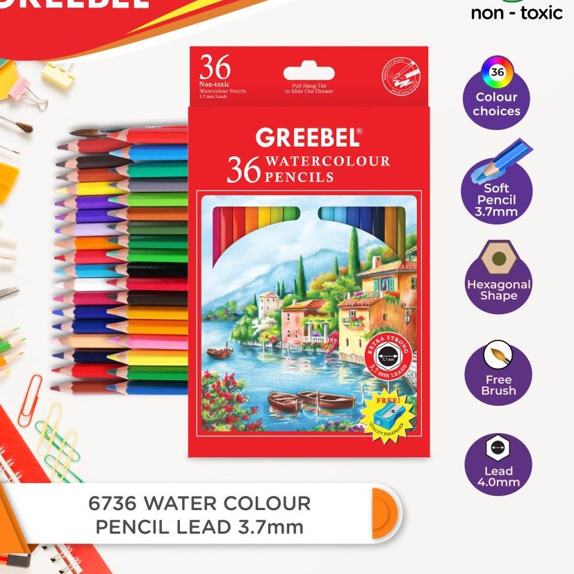 

✔ GREEBEL SURABAYA 6736 3.7 Extra Strong Water Colour Pencil 36 Warna Model Baru!
