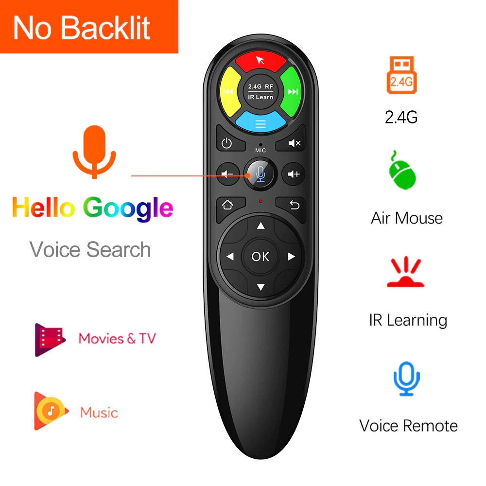 VONTAR Wireless Air Mouse 6 Axis Gyroscope 2.4 GHz Voice Search - Q6 - Black