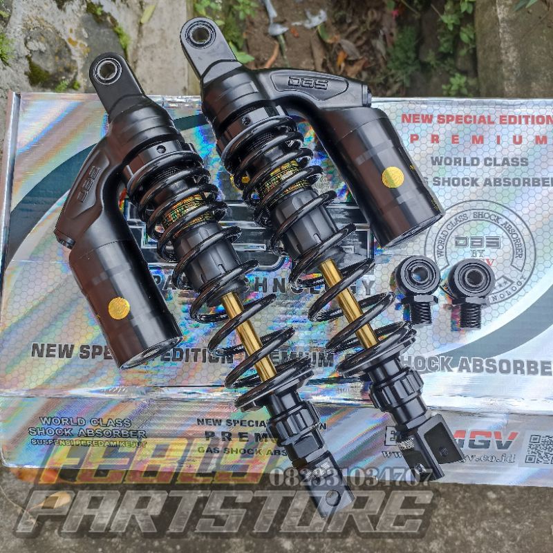 SHOCK SKOO SHOK BELAKANG DBS MODEL RCB PREMIUM BLACK SERIES AS GOLD 340 MM SHOCKBREAKER TABUNG DBS C