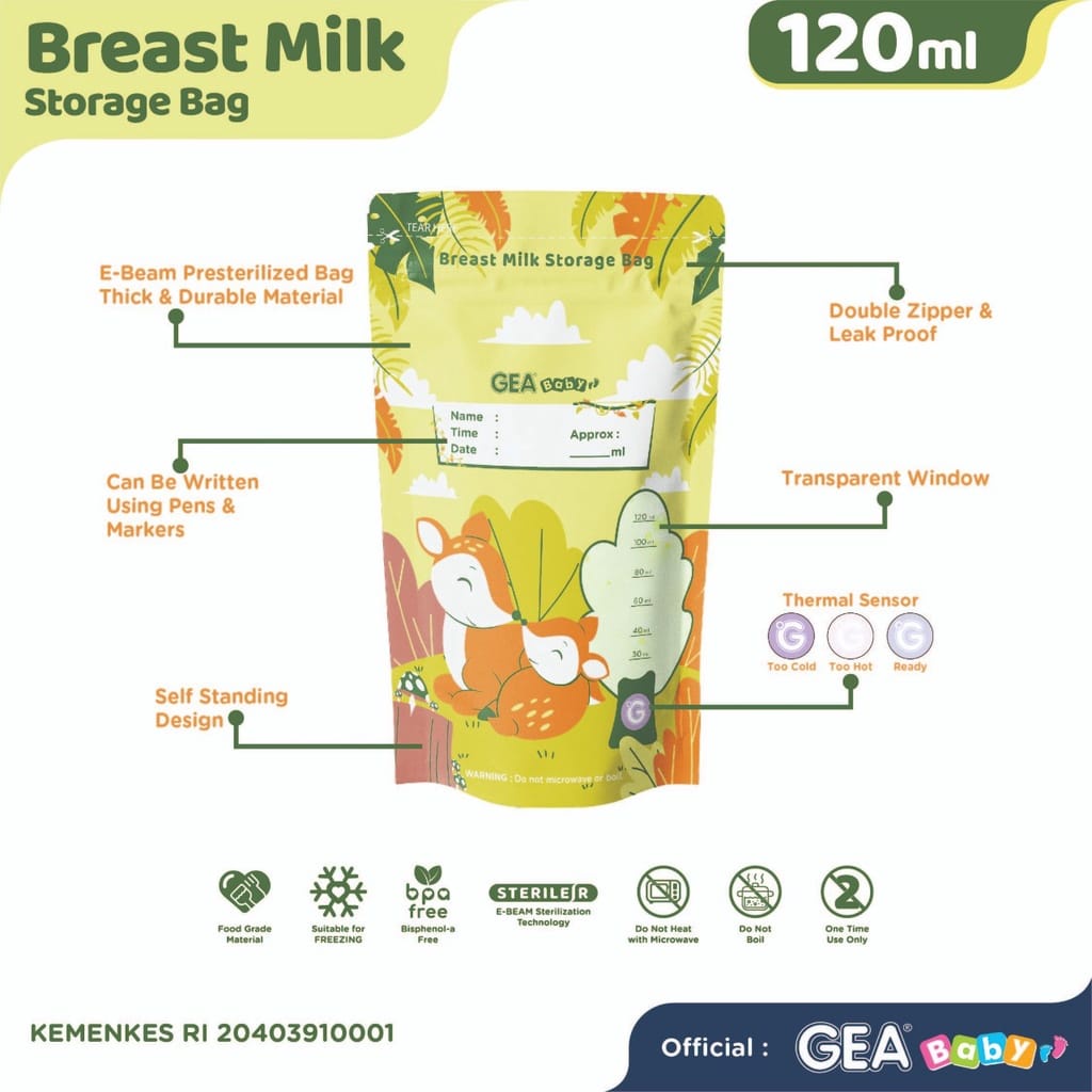 Gea Baby 120ml Breast Milk Storage Bag - Mom &amp; Baby Edition / Kantong ASI