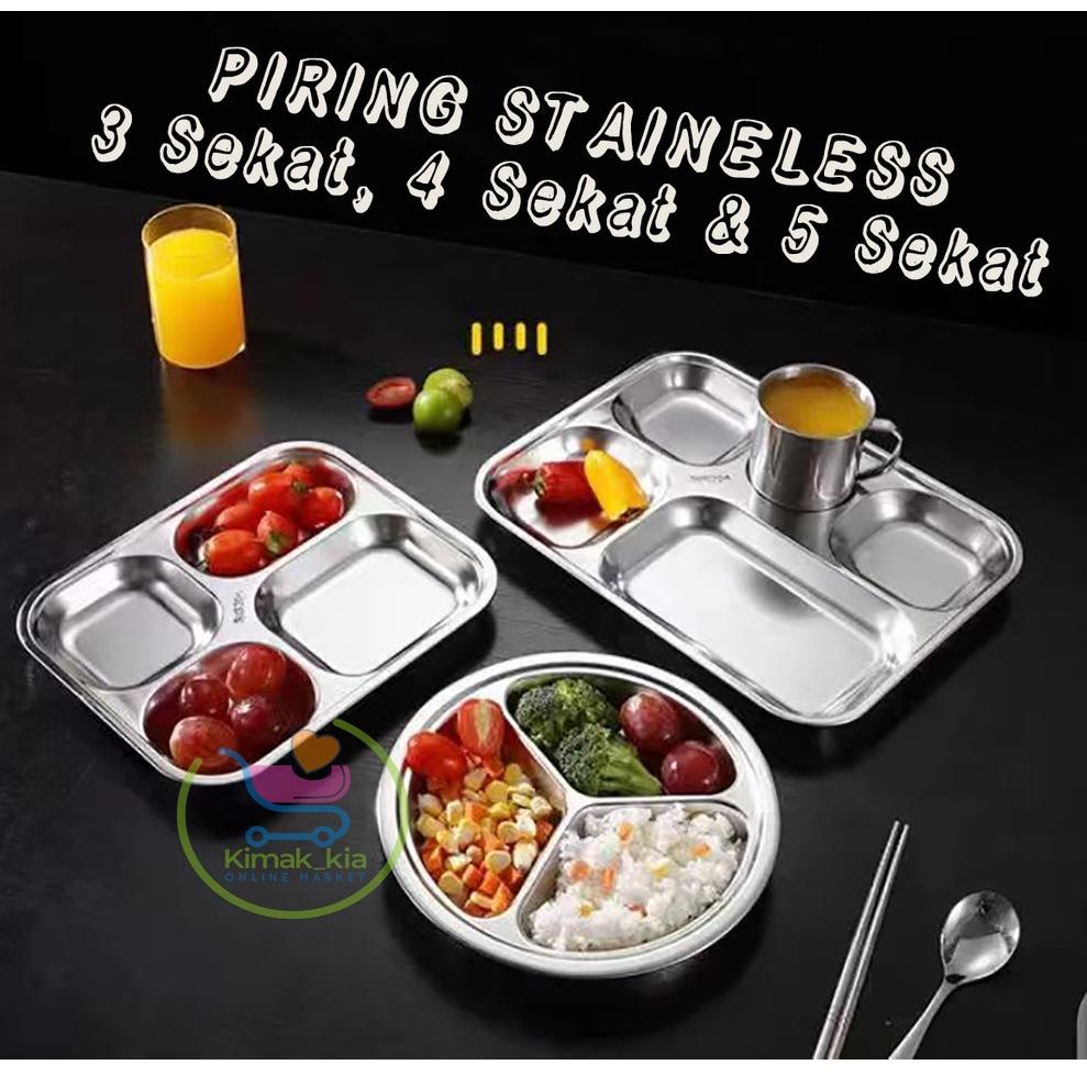 Paling popular [PROMO] PIRING MAKAN 4 SEKAT PIRING MAKAN 5 SEKAT & PIRING MAKAN 3 SEKAT 100% STAINLE