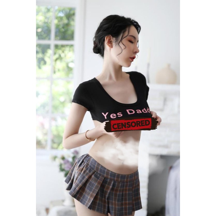 LINGERIE STUDENT DADDY - CROP TOP + SKIRT / rok - Lingerie by Sexy Kisser