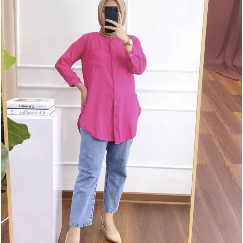 Kemeja polos wanita/kemeja tunik wanita Shakila daily cicira fashion tunik bahan syakila premium