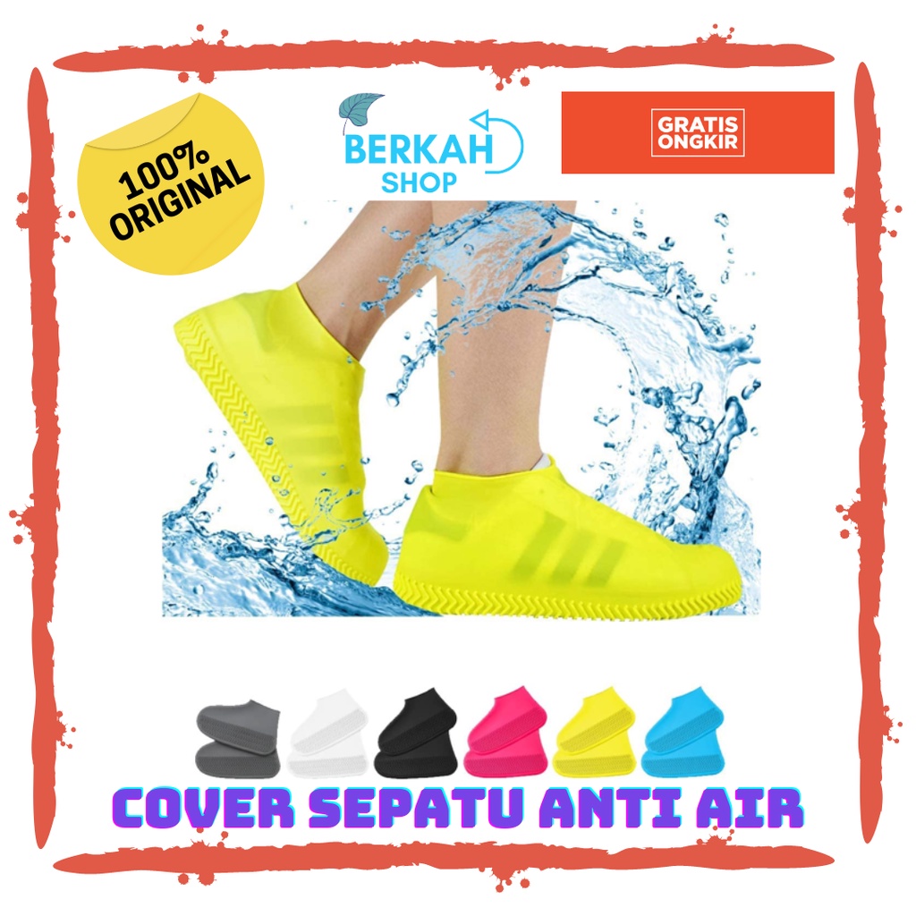 Cover Sarung Pelindung Jas Hujan Sepatu Shoes Cover Anti Air Hujan Waterproof Silicon Termurah M &amp; L