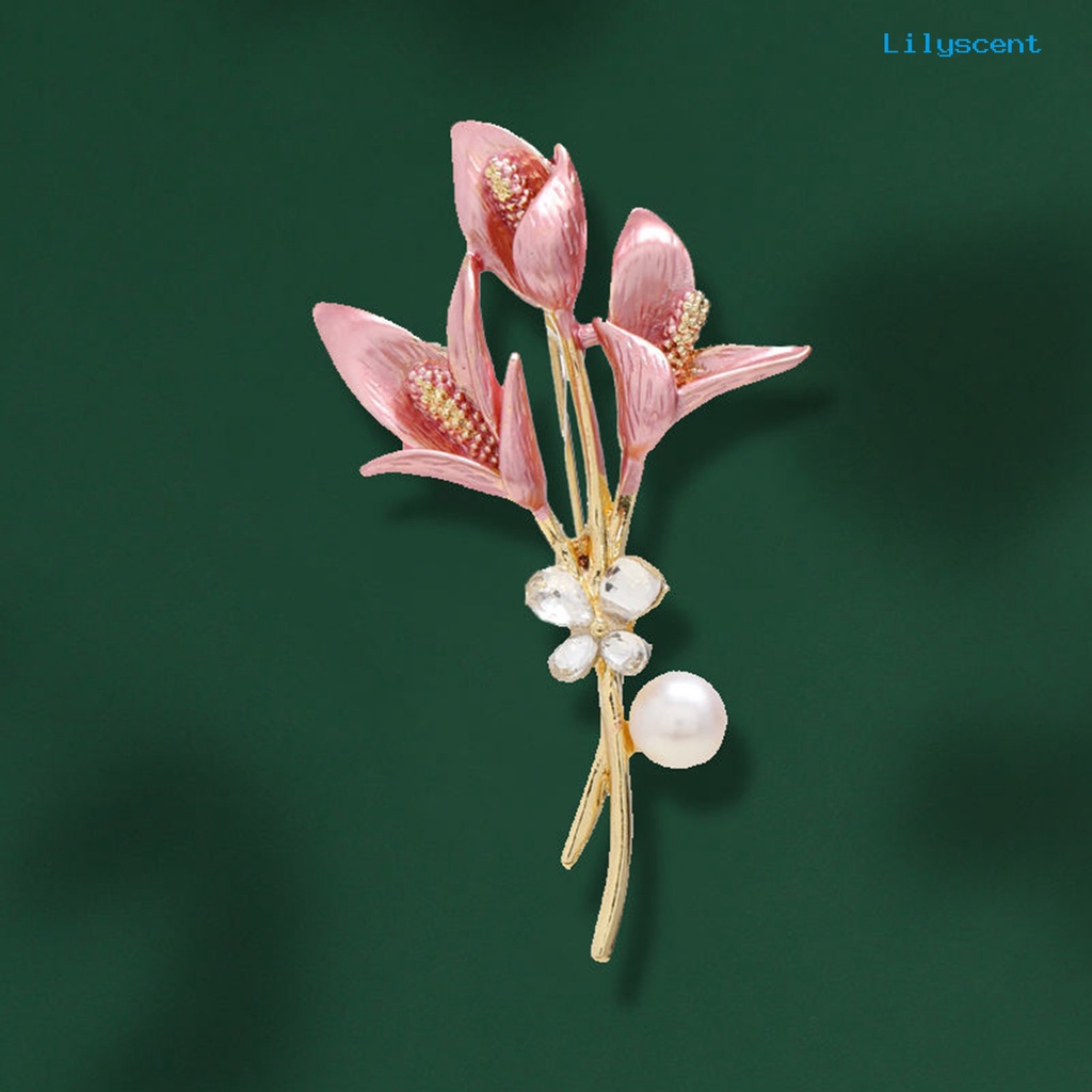 [LS] Bros Pin Tulip Perhiasan Mutiara Imitasi Vintage Tahan Lama Kerah Brooch Decor