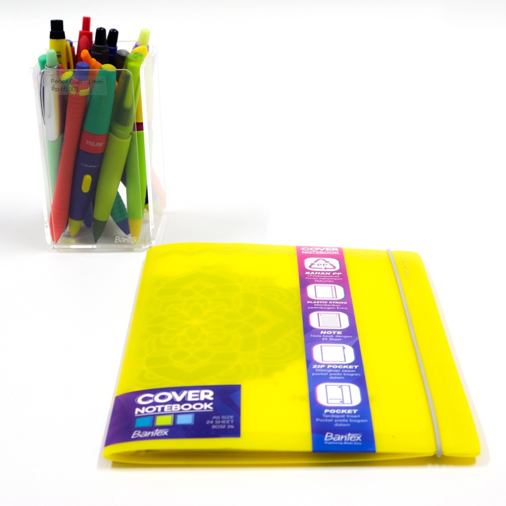 

Bantex Notebook A5 Buku Tulis Agenda Tali 24 Lembar Bonus Zipper Pocket Lemon