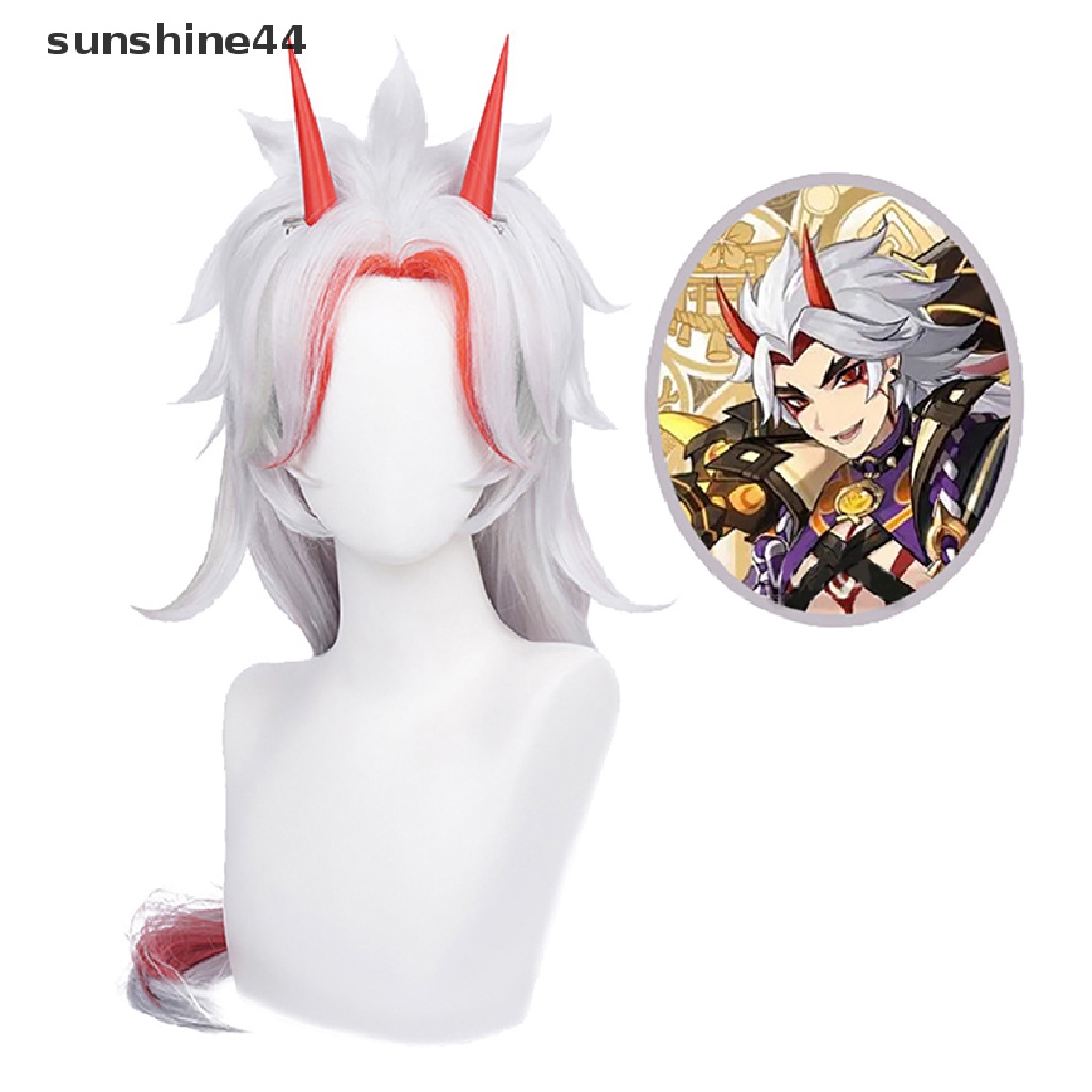 Sunshine Genshin Impact Arataki Itto Cosplay Wig Props Wig Anime Tahan Panas.