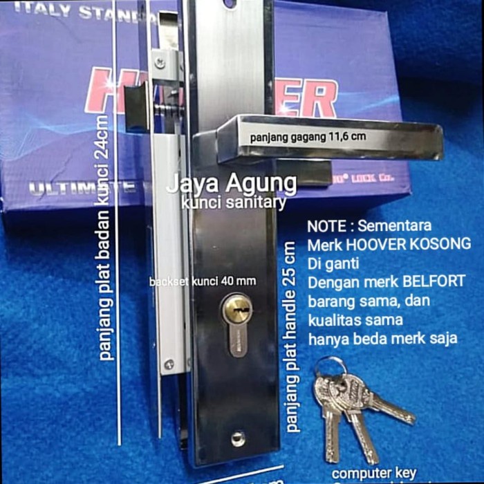 Gagang Handle Pintu Rumah Komplit Kunci Standart/Besar Merk Hoover