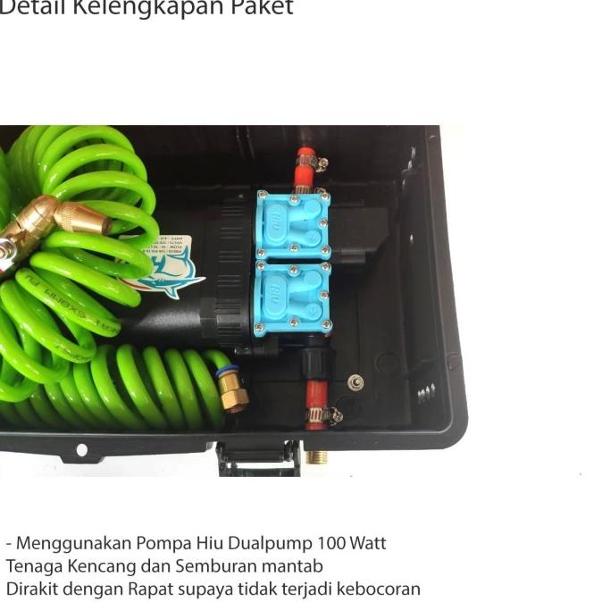 Paket Pompa Dualbox Cuci Ac Portabel Selang Spiral 12M Nozzle Apolo V2