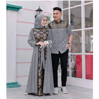 Baju Couple Remaja Terbaru set baju pasangan lebaran kombi batik Ld 100 110 120 gamis terbaru 2023 l