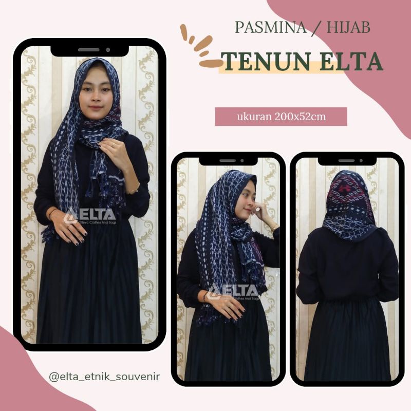 Pasmina tenun/ Selendang tenun ikat asli tenun