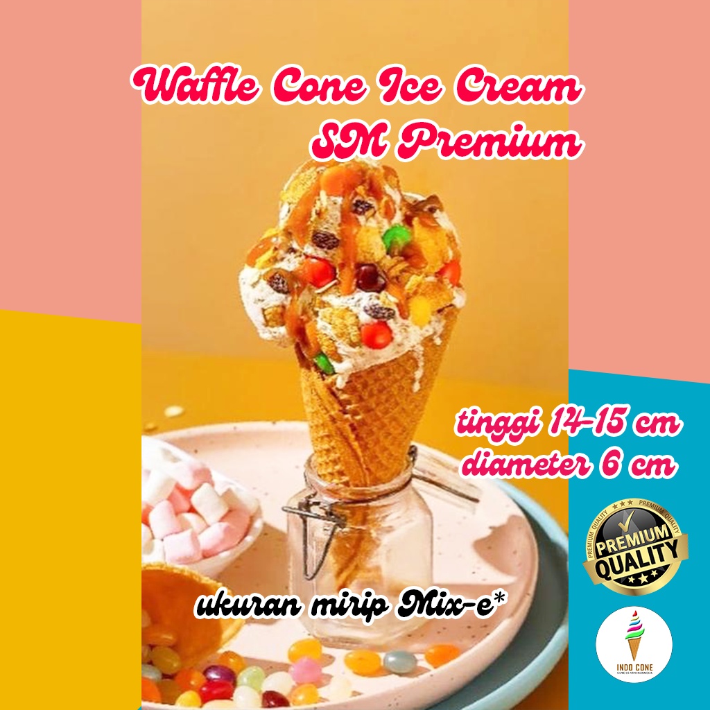 

Small Medium Waffle Cone Ice Cream Colour / Sweety Kon Es Krim Kerucut Ukuran Mixue Warna Warni Gelato Premium