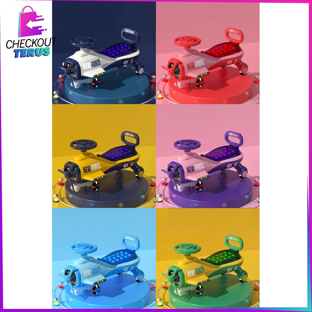 CT M303 Maenan Mobil Dorong Pesawat Skuter Duduk Anak Aircraft Ride On Swing Car LED Musik Mainan Mobil Mobilan Dorong