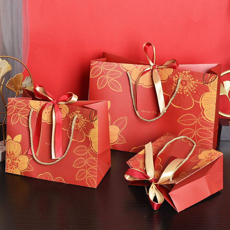 PAPER BAG TAS BELANJA FLOWER ELEGAN TAS HADIAH IMLEK/LEBARAN MEWAH ESTETIK PB-P4