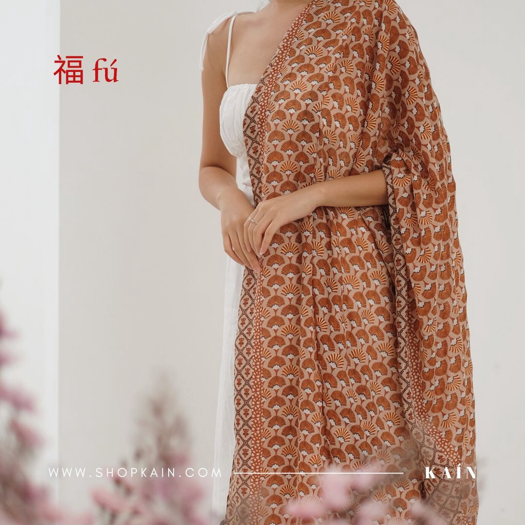 SHOPKAIN Shaan Shawl in Tangerine - 福 Fú Collection