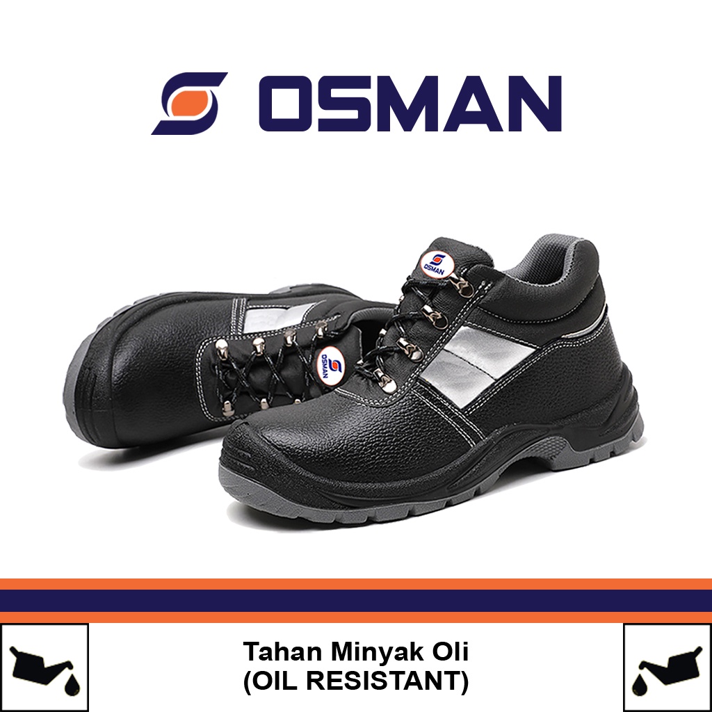 OSMAN Sepatu Safety Shoes Mid Cut Sepatu Safety Ujung Besi Tipe OS-036