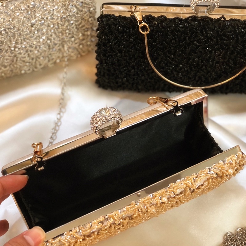 Tas Pesta HAYDEN Embellished Pearl Box Clutch