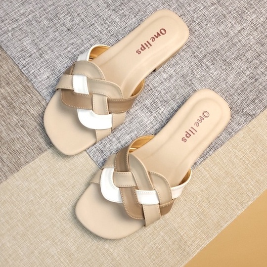 OneLips Sepatu Sandal Flat Teplek 2cm Sendal Wanita Mojito