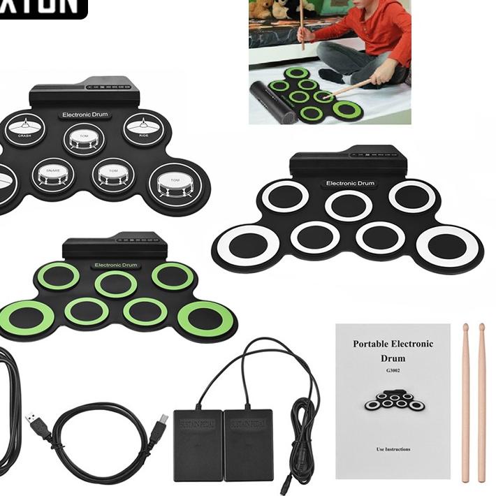 RVN214 Rixton Drum Elektronik Portabel Digital USB 7 Bantalan Roll up Drum Set Silicone Electric Dru
