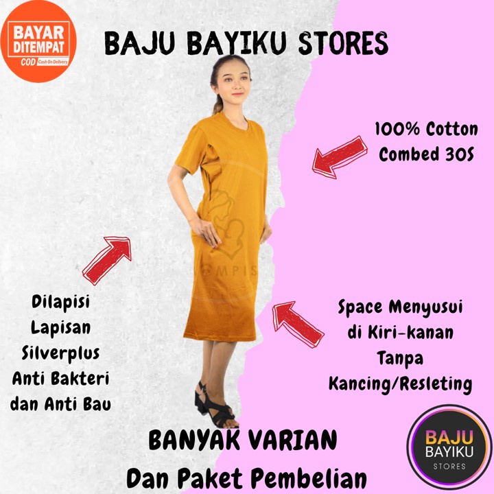 Baju Hamil Dress Hamil Korea Kerja Kekinian Dres Bumil Menyusui Space Kanan Kiri Setelan Panjang Pol