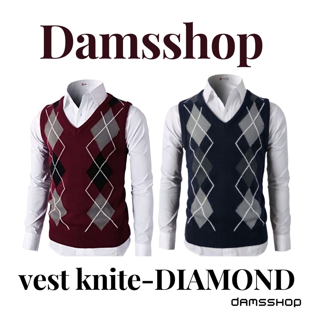 Rompi  Pria Rajut Diamond Vest Style korean Damsshop