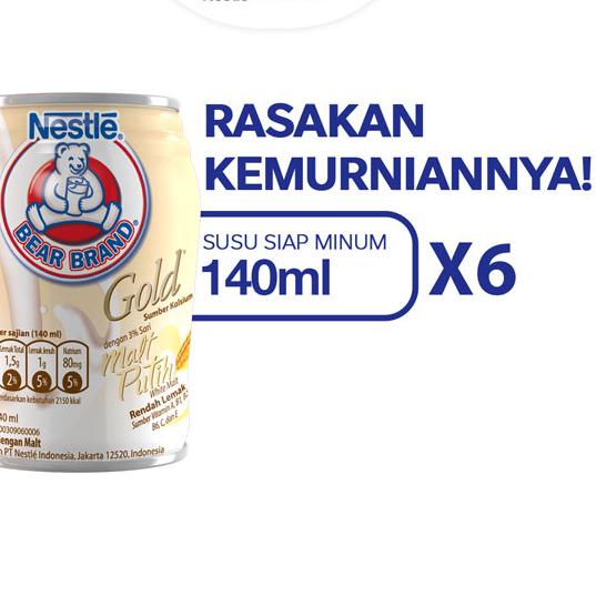 

Discount [KF7] BEAR BRAND Susu Kaleng Gold White Malt Susu Steril 6x140ml