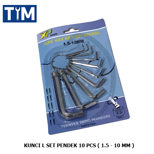 XP TOOL Kunci L Set 10 PCS Pendek ( 1.5 - 10 MM ) / Hex Key Set Nickel