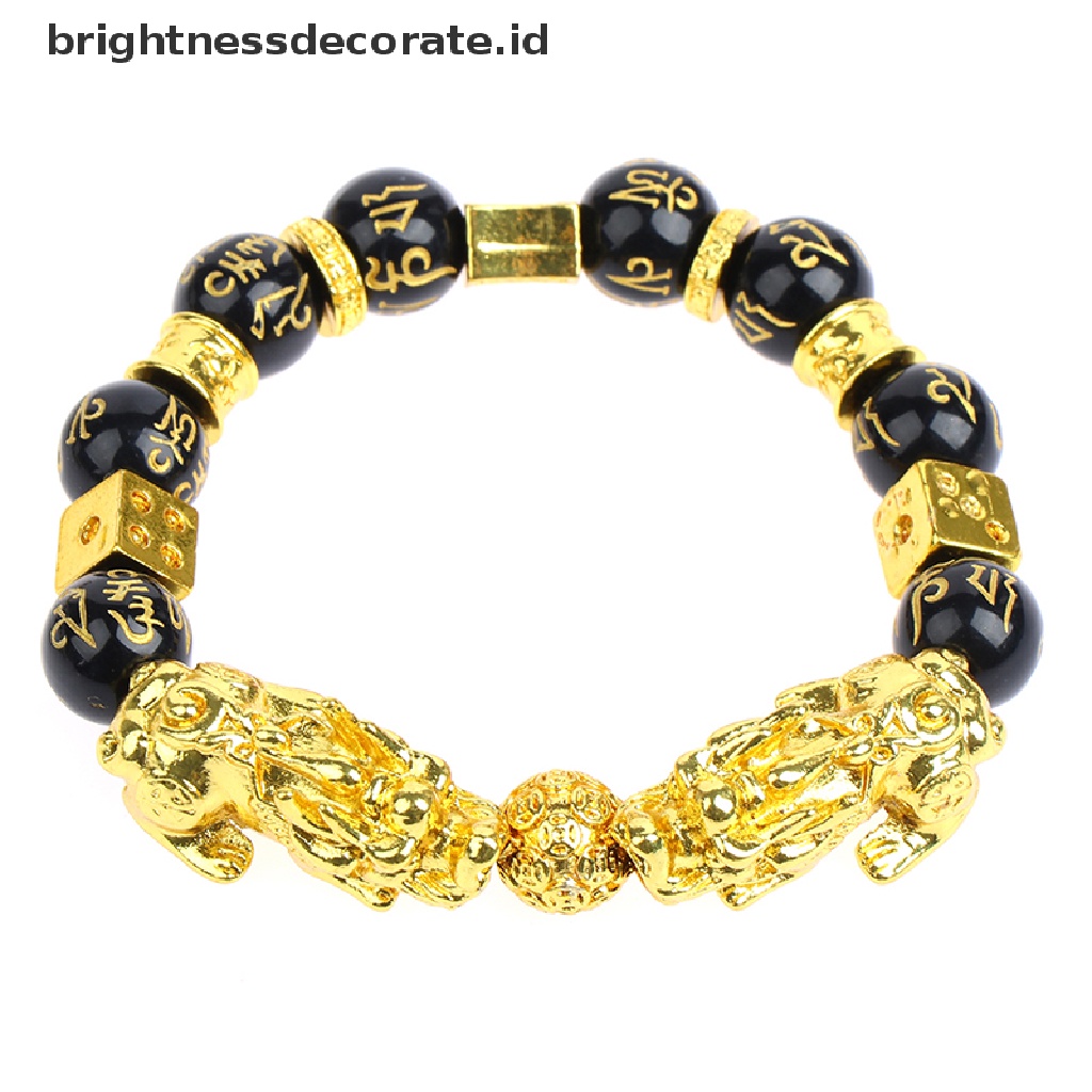 [Birth] Gelang Pixiu Feng Shui Manik-Manik Obsidian Hitam Menarik Kekayaan Harapan Keberuntungan [ID]