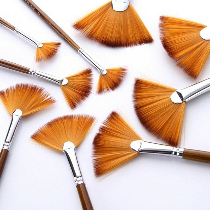

Kuas Lukis Cat Air Akrilik Set 9 pcs Oil Paint Fan Brush