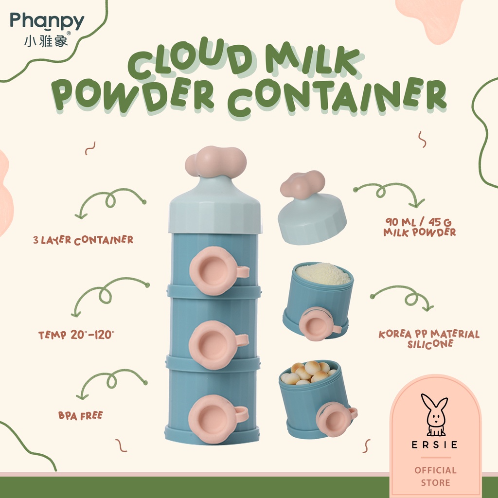 Ersie Phanpy Cloud Milk Powder Container | Wadah Penyimpanan Susu Bubuk &amp; Snack