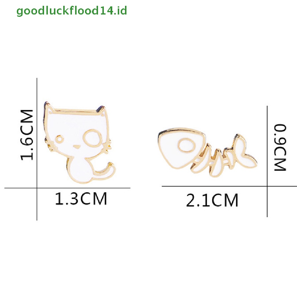 [GOOGFOUR] 2pcs/set Lucu Kucing Ikan Tulang Bros Pin DIY Denim Jaket Pin Lencana Perhiasan Hadiah [TOP]