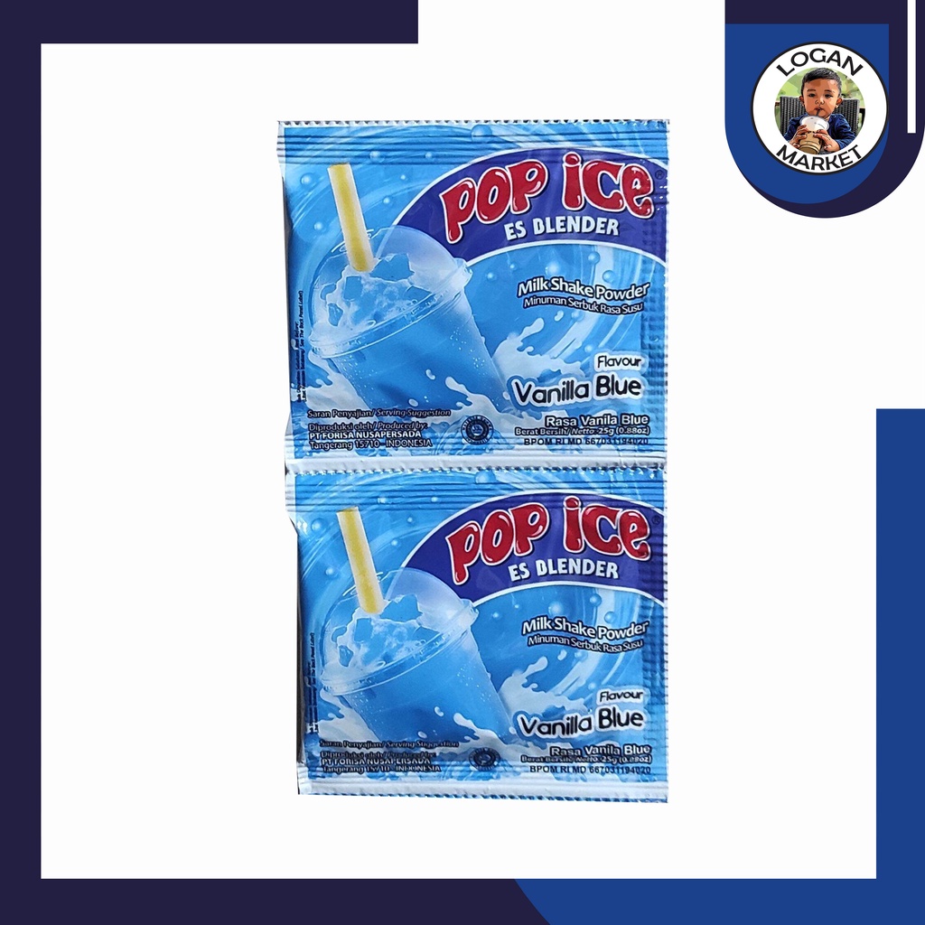 Pop Ice Es Blender Vanilla Vanila Blue Renceng 10 Pcs Sachet 25gram