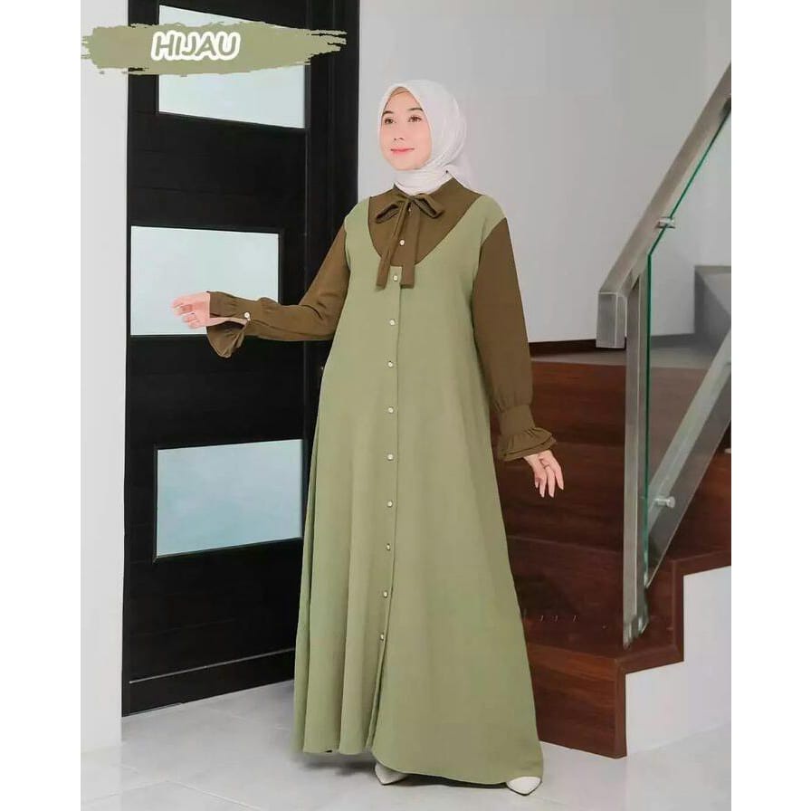 Baju Wanita Gamis Crinkle Busana Muslim Wanita Terbaru Syaena Maxy Dress Panjang Gamis Jumbo Outfit Wanita Kekinian