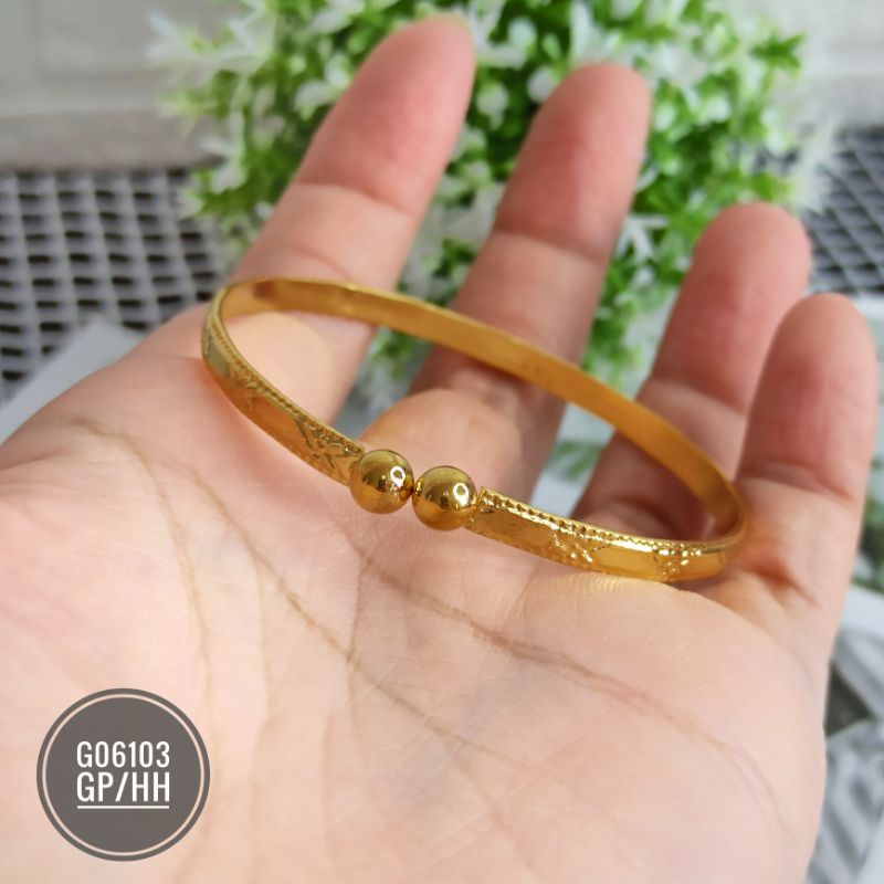 Gelang Fashion dubai Fleksibel Ukir warna 24k G06103