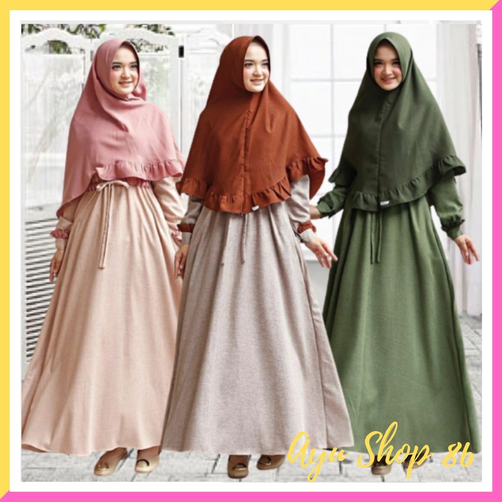 Baju Gamis Muslim Syari Bergo Polos Humaira Kekinian Terbaru Pakaian Muslimah Maxi Dress Longdress W