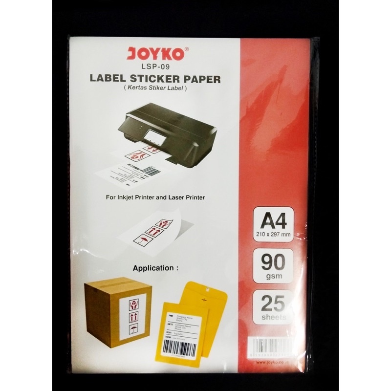 Joyko Sticker Label Paper A4 Isi 25 Lembar Kertas HVS Stiker LSP-09
