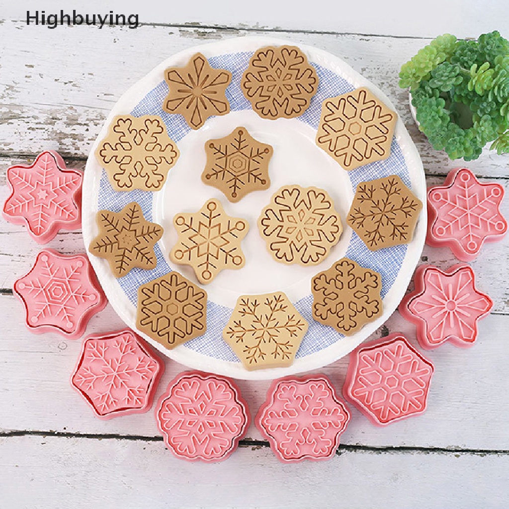 Hbid 8Pcs/set Snowflake Frosg Cookie Mould Cutter Embosser Natal Pastry Bakery Kue Cetakan Alat Aksesoris Dapur Glory